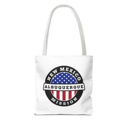 New Mexico Albuquerque Mission USA Flag Logo Tote Bag White - Latter-Day Saint LDS Missionary Gift - Book of Mormon