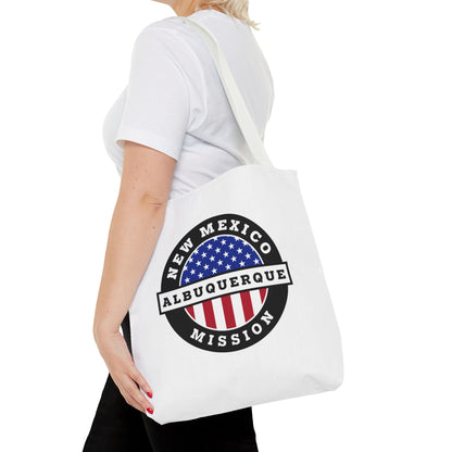 New Mexico Albuquerque Mission USA Flag Logo Tote Bag White - Latter-Day Saint LDS Missionary Gift - Book of Mormon