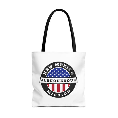 New Mexico Albuquerque Mission USA Flag Logo Tote Bag White - Latter-Day Saint LDS Missionary Gift - Book of Mormon