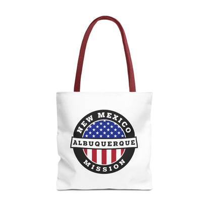 New Mexico Albuquerque Mission USA Flag Logo Tote Bag White - Latter-Day Saint LDS Missionary Gift - Book of Mormon