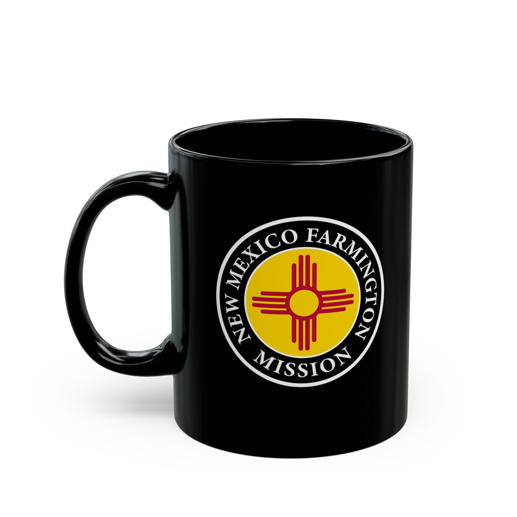 New Mexico Farmington Mission State Flag Logo Ceramic Mug Black Name - Latter-Day Saint LDS Missionary Gift - Book of Mormon