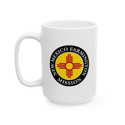 New Mexico Farmington Mission State Flag Logo Ceramic Mug White Name - Latter-Day Saint LDS Missionary Gift - Book of Mormon