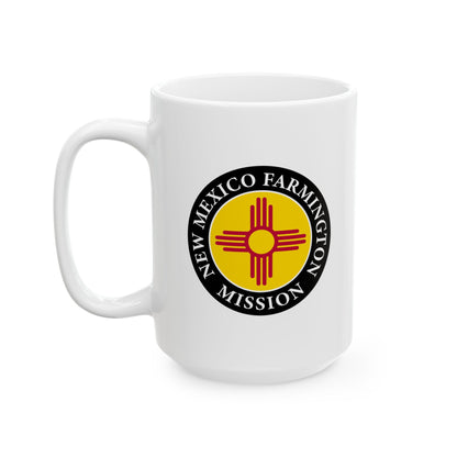 New Mexico Farmington Mission State Flag Logo Ceramic Mug White Name - Latter-Day Saint LDS Missionary Gift - Book of Mormon