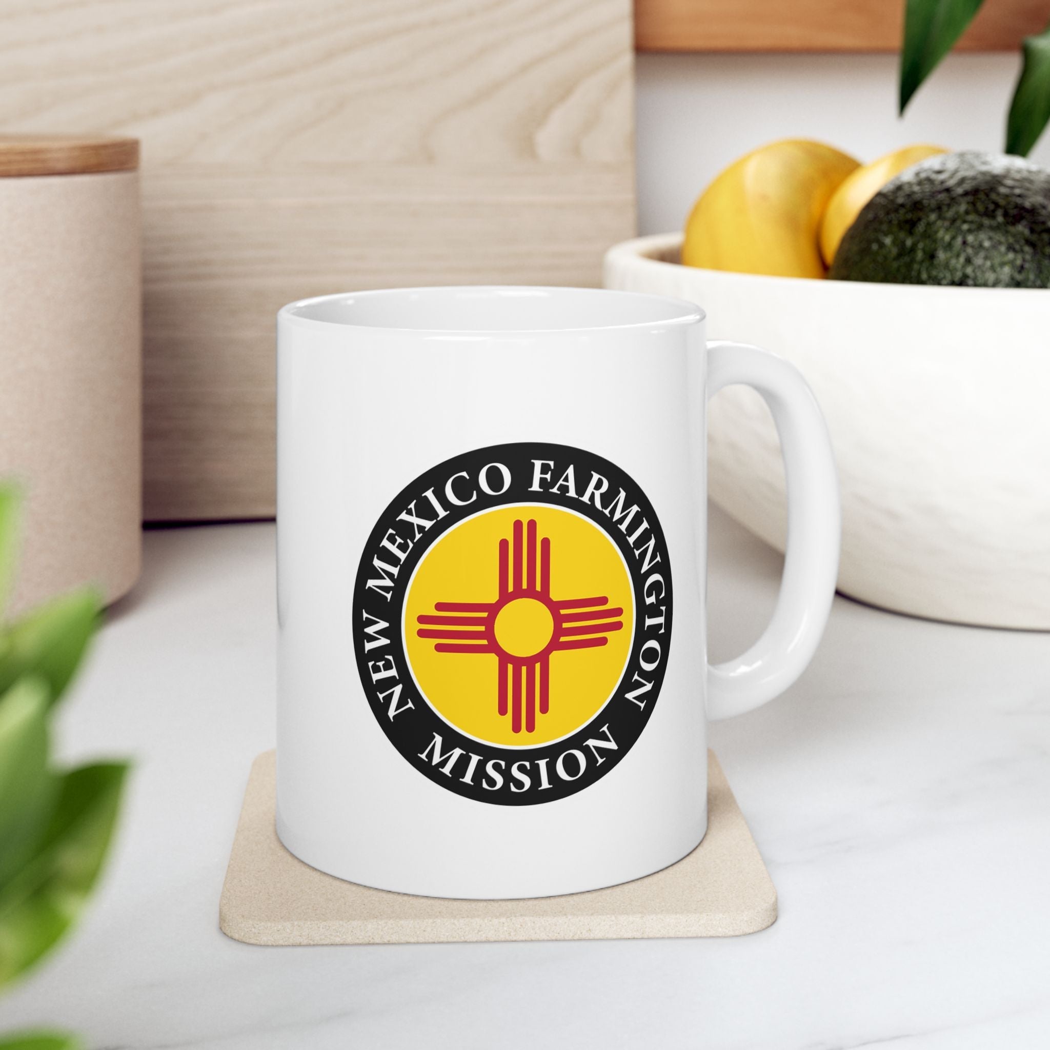 New Mexico Farmington Mission State Flag Logo Ceramic Mug White Name - Latter-Day Saint LDS Missionary Gift - Book of Mormon