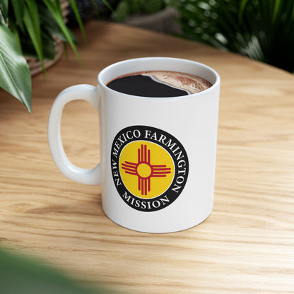 New Mexico Farmington Mission State Flag Logo Ceramic Mug White Name - Latter-Day Saint LDS Missionary Gift - Book of Mormon