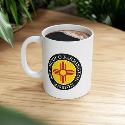 New Mexico Farmington Mission State Flag Logo Ceramic Mug White Name - Latter-Day Saint LDS Missionary Gift - Book of Mormon