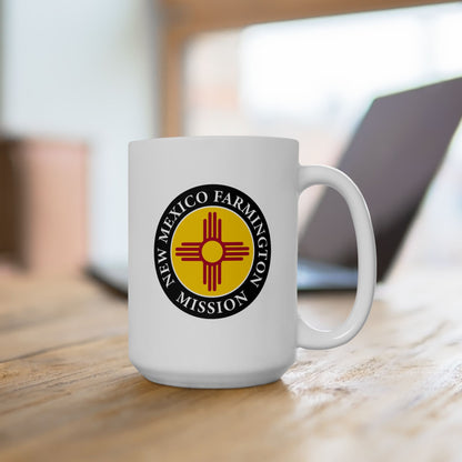 New Mexico Farmington Mission State Flag Logo Ceramic Mug White Name - Latter-Day Saint LDS Missionary Gift - Book of Mormon