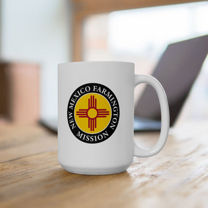 New Mexico Farmington Mission State Flag Logo Ceramic Mug White Name - Latter-Day Saint LDS Missionary Gift - Book of Mormon