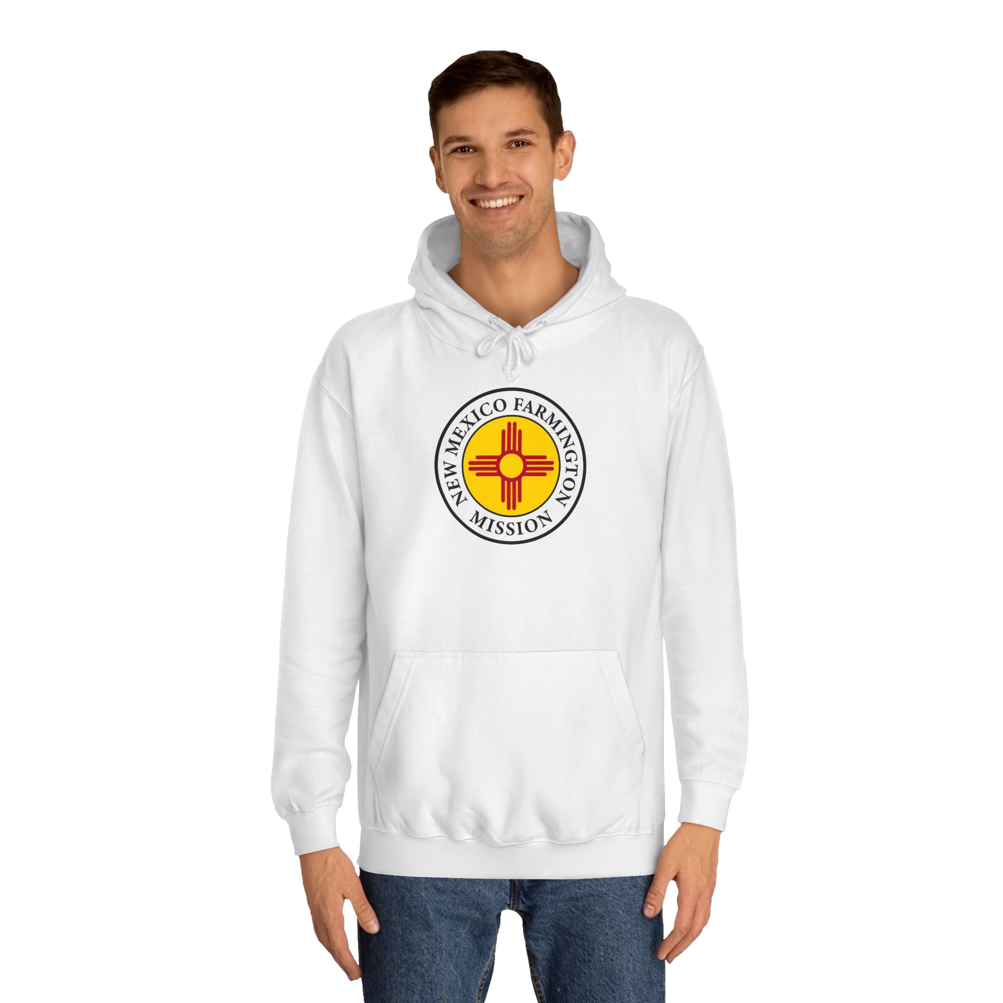 New Mexico Farmington Mission State Flag Logo (White Border) College Hoodie