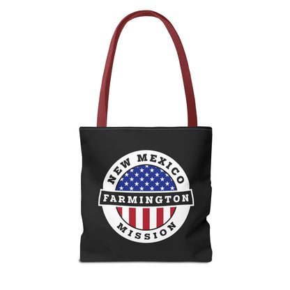 New Mexico Farmington Mission USA Flag Logo Tote Bag Black - Latter-Day Saint LDS Missionary Gift - Book of Mormon