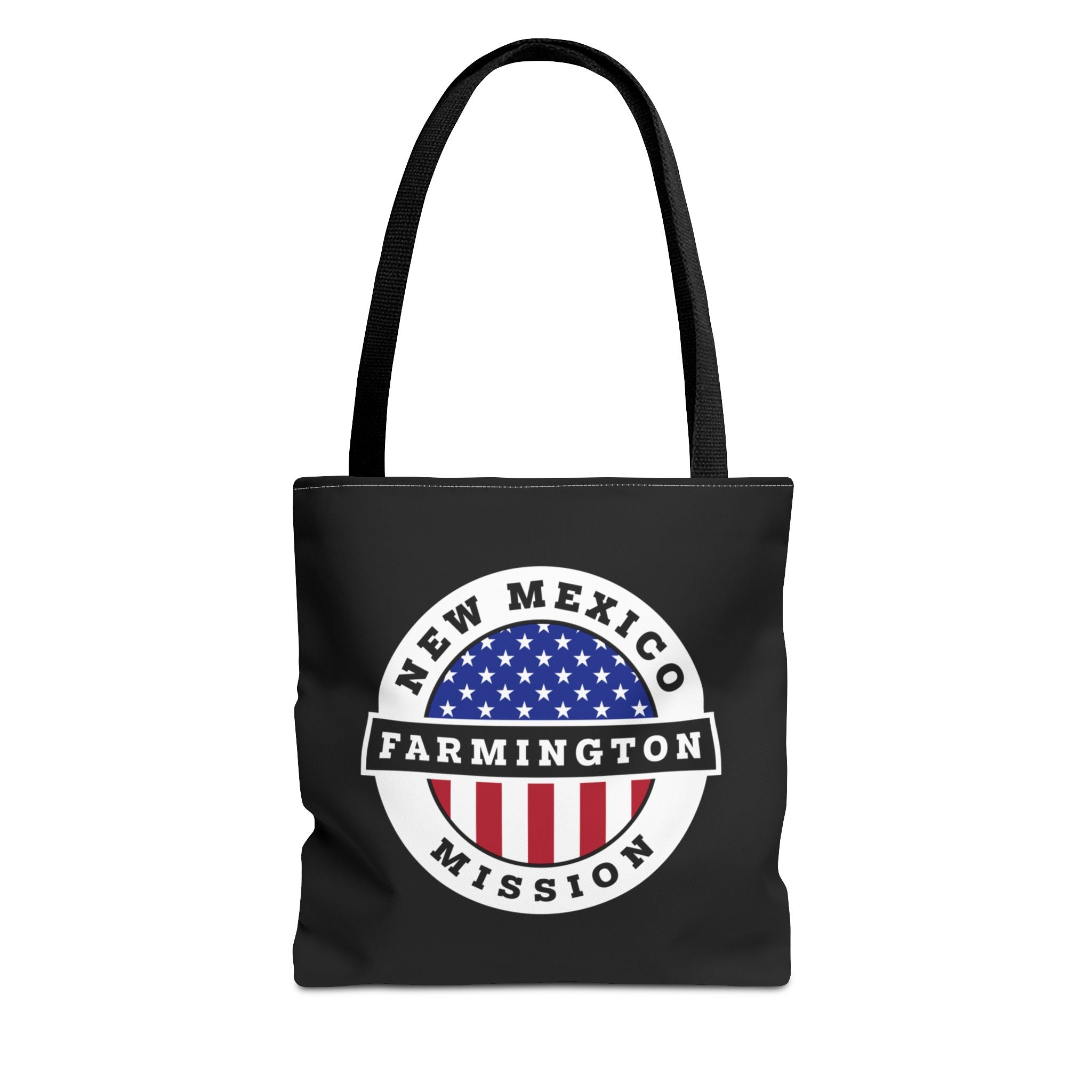 New Mexico Farmington Mission USA Flag Logo Tote Bag Black - Latter-Day Saint LDS Missionary Gift - Book of Mormon