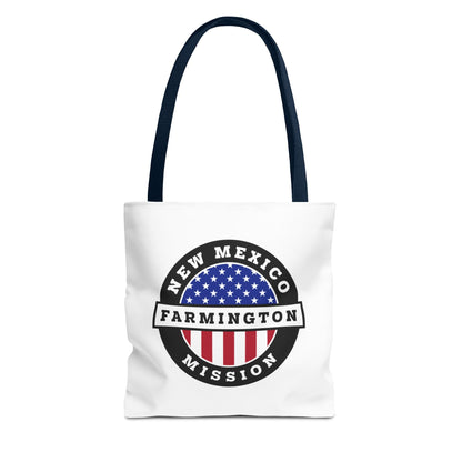 New Mexico Farmington Mission USA Flag Logo Tote Bag White - Latter-Day Saint LDS Missionary Gift - Book of Mormon