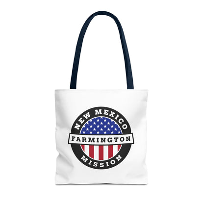 New Mexico Farmington Mission USA Flag Logo Tote Bag White - Latter-Day Saint LDS Missionary Gift - Book of Mormon