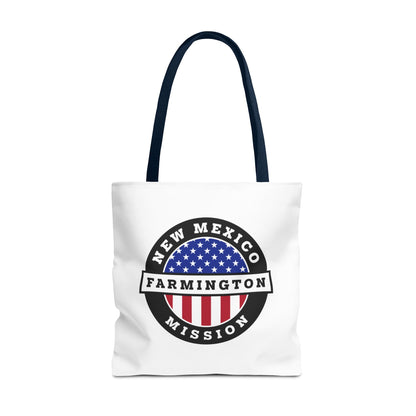 New Mexico Farmington Mission USA Flag Logo Tote Bag White - Latter-Day Saint LDS Missionary Gift - Book of Mormon