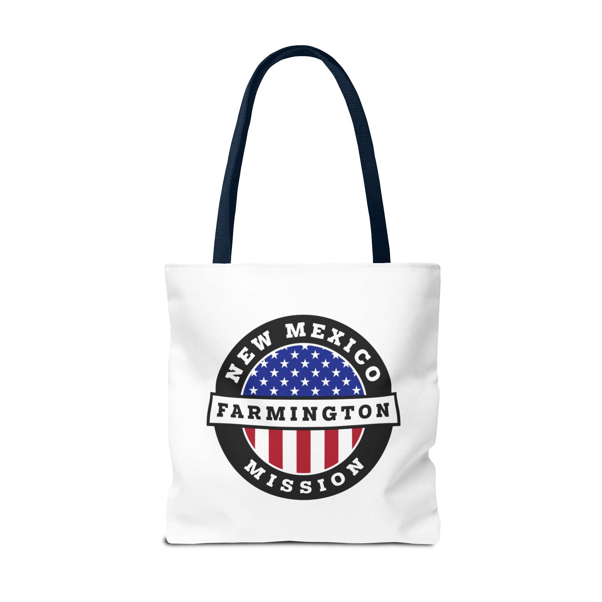 New Mexico Farmington Mission USA Flag Logo Tote Bag White - Latter-Day Saint LDS Missionary Gift - Book of Mormon