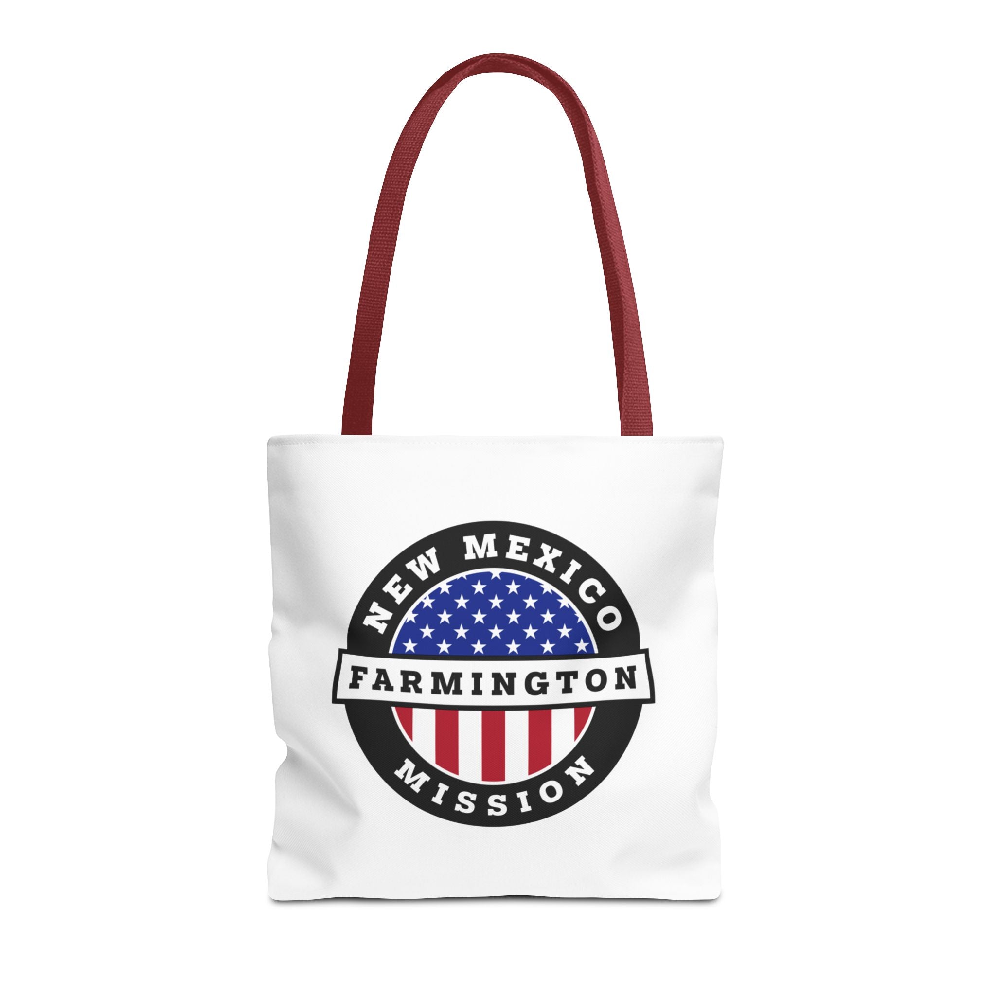 New Mexico Farmington Mission USA Flag Logo Tote Bag White - Latter-Day Saint LDS Missionary Gift - Book of Mormon