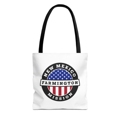 New Mexico Farmington Mission USA Flag Logo Tote Bag White - Latter-Day Saint LDS Missionary Gift - Book of Mormon