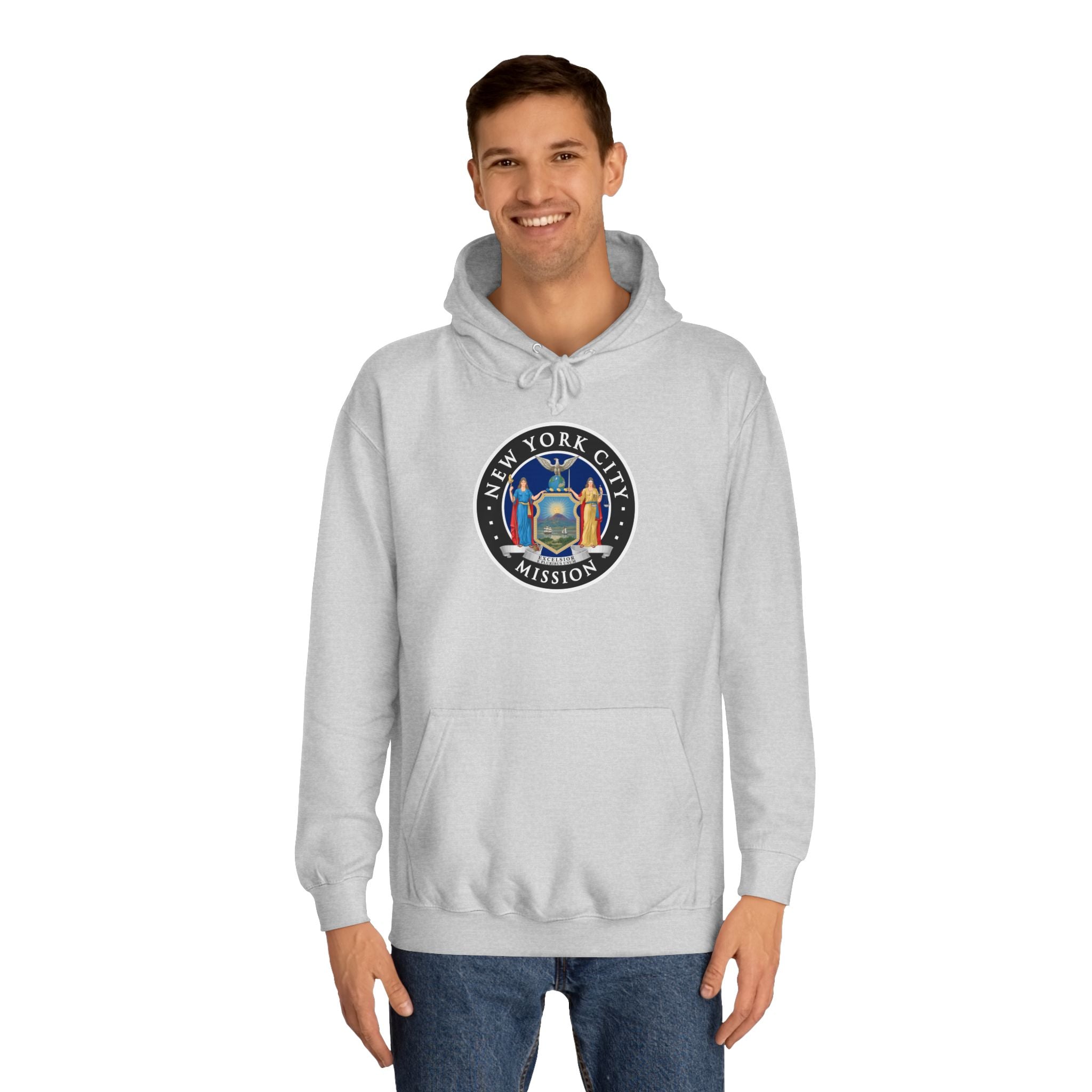 New York New York City Mission State Flag Logo (Black Border) College Hoodie