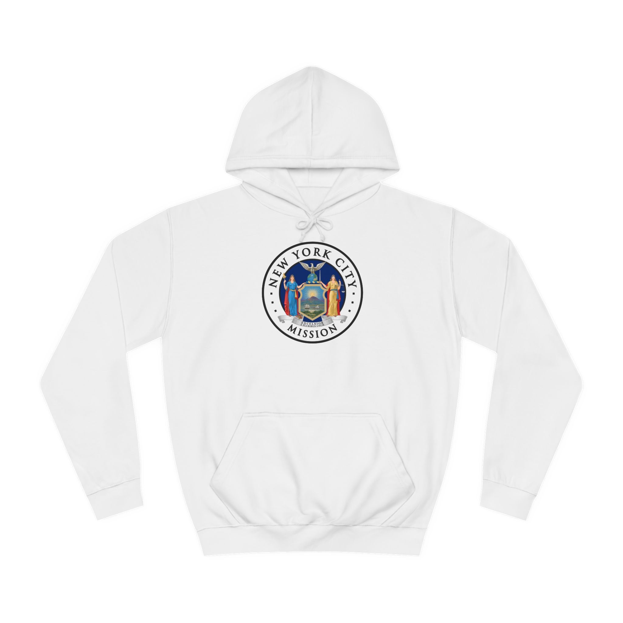 New York New York City Mission State Flag Logo (White Border) College Hoodie