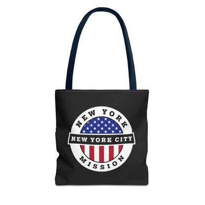 New York New York City Mission USA Flag Logo Tote Bag Black - Mission Wishlist - LDS Missionary Gift Store