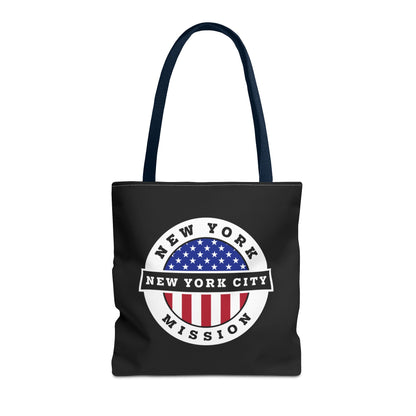 New York New York City Mission USA Flag Logo Tote Bag Black - Mission Wishlist - LDS Missionary Gift Store