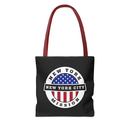 New York New York City Mission USA Flag Logo Tote Bag Black - Mission Wishlist - LDS Missionary Gift Store
