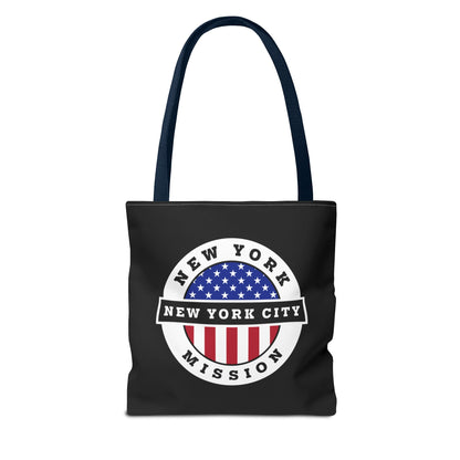 New York New York City Mission USA Flag Logo Tote Bag Black - Mission Wishlist - LDS Missionary Gift Store