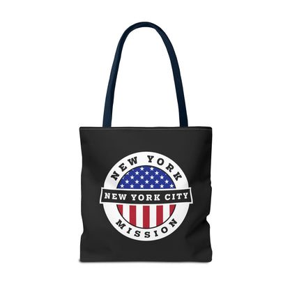 New York New York City Mission USA Flag Logo Tote Bag Black - Mission Wishlist - LDS Missionary Gift Store