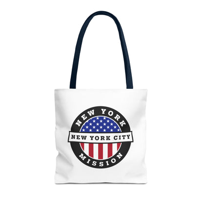 New York New York City Mission USA Flag Logo Tote Bag White - Mission Wishlist - LDS Missionary Gift Store