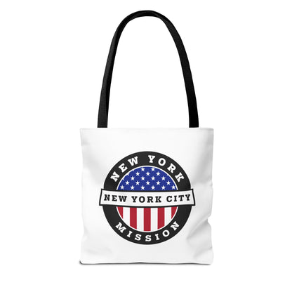 New York New York City Mission USA Flag Logo Tote Bag White - Mission Wishlist - LDS Missionary Gift Store