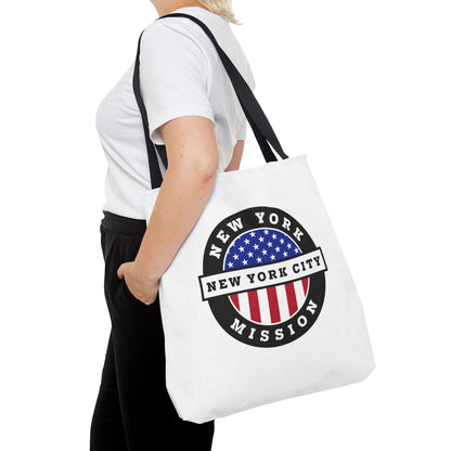 New York New York City Mission USA Flag Logo Tote Bag White - Mission Wishlist - LDS Missionary Gift Store