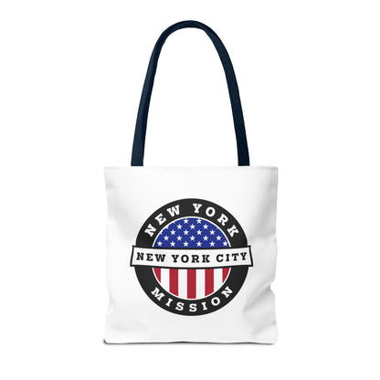 New York New York City Mission USA Flag Logo Tote Bag White - Mission Wishlist - LDS Missionary Gift Store