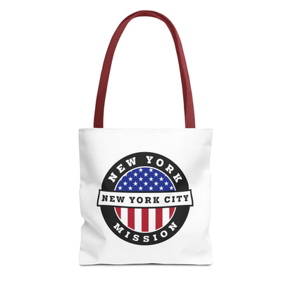 New York New York City Mission USA Flag Logo Tote Bag White - Mission Wishlist - LDS Missionary Gift Store