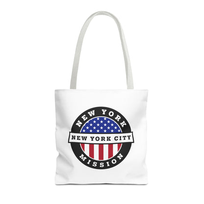 New York New York City Mission USA Flag Logo Tote Bag White - Mission Wishlist - LDS Missionary Gift Store