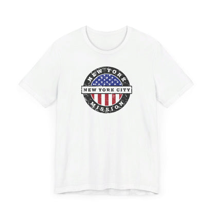 New York New York City Mission Vintage Circular USA Flag T-Shirt - Mission Wishlist - LDS Missionary Gift Store