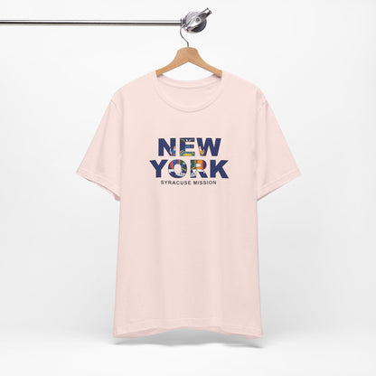 New York Syracuse Mission Flag Title T-shirt - Latter-Day Saint LDS Missionary Gift - Book of Mormon