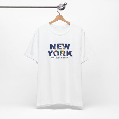 New York Syracuse Mission Flag Title T-shirt - Latter-Day Saint LDS Missionary Gift - Book of Mormon