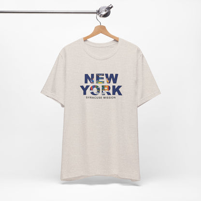 New York Syracuse Mission Flag Title T-shirt - Latter-Day Saint LDS Missionary Gift - Book of Mormon