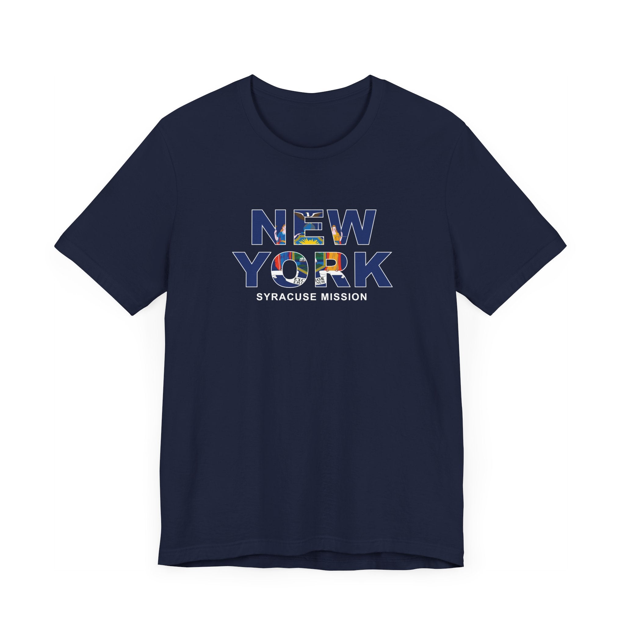 New York Syracuse Mission Flag Title T-shirt - Latter-Day Saint LDS Missionary Gift - Book of Mormon