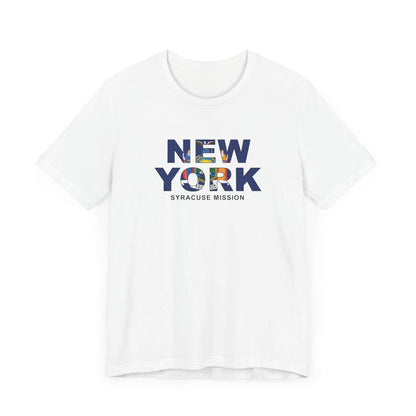 New York Syracuse Mission Flag Title T-shirt - Latter-Day Saint LDS Missionary Gift - Book of Mormon