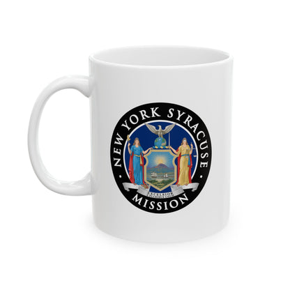 New York Syracuse Mission State Flag Logo Ceramic Mug White Name - Latter-Day Saint LDS Missionary Gift - Book of Mormon