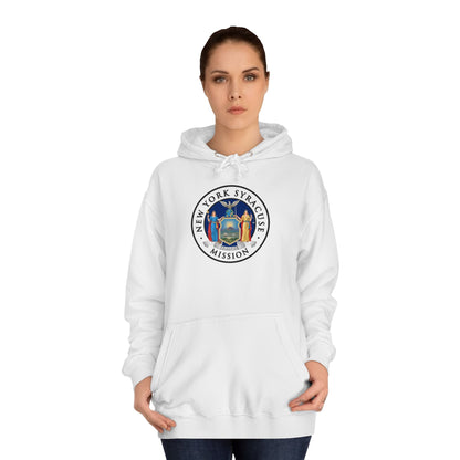 New York Syracuse Mission State Flag Logo (White Border) College Hoodie