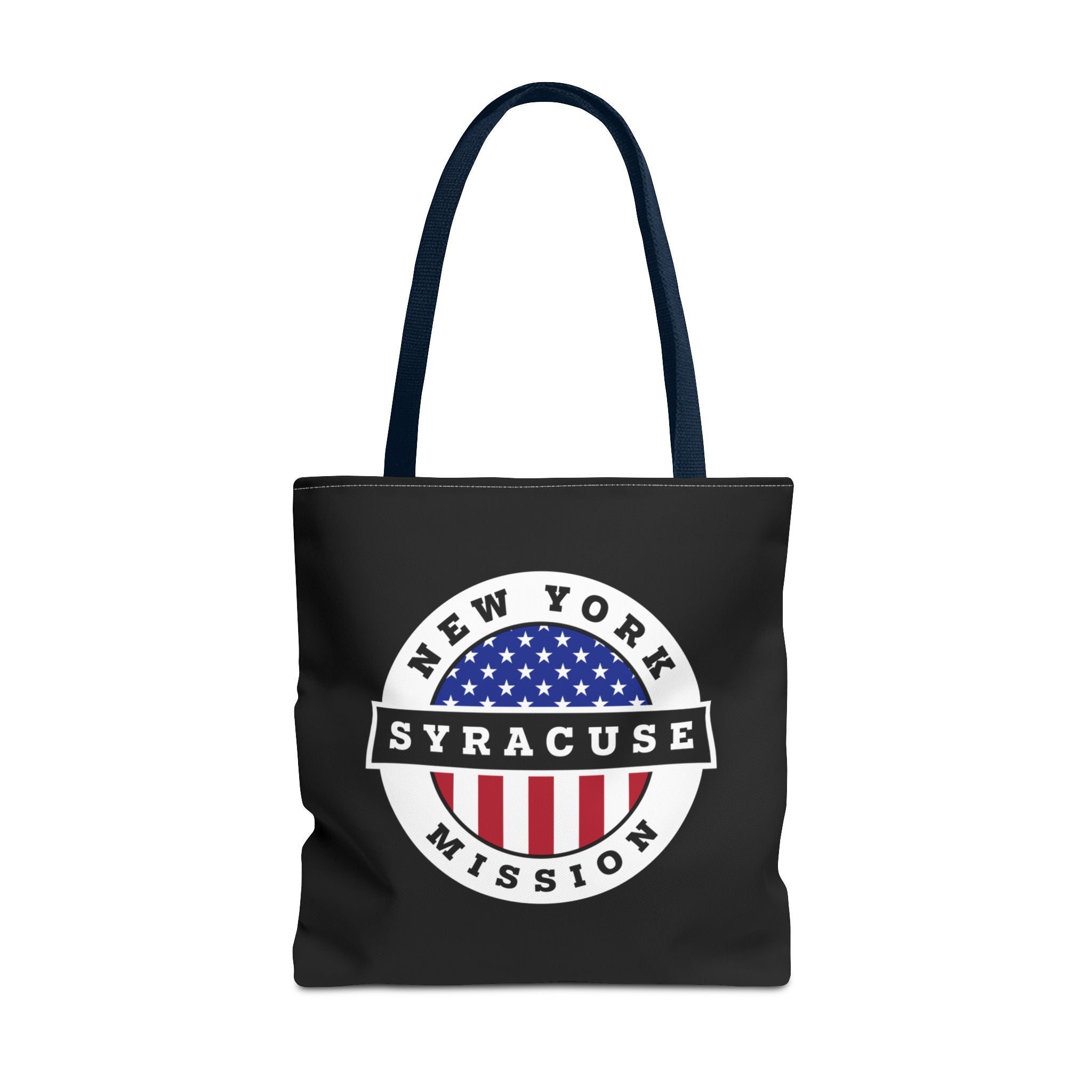 New York Syracuse Mission USA Flag Logo Tote Bag Black - Latter-Day Saint LDS Missionary Gift - Book of Mormon