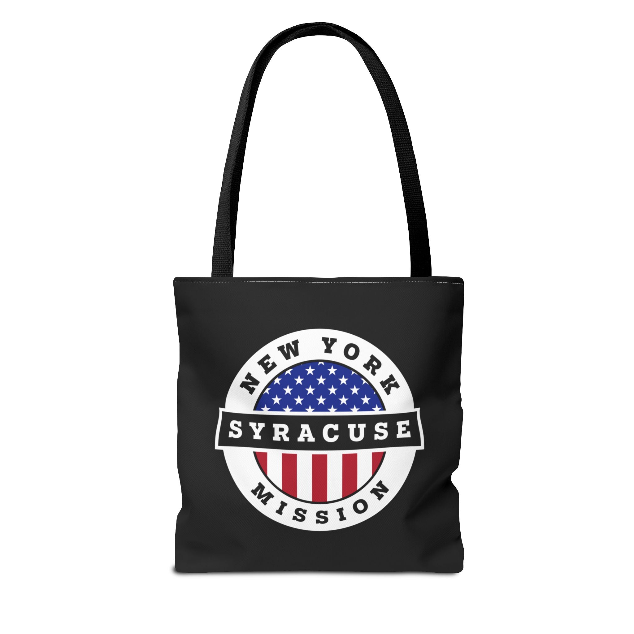 New York Syracuse Mission USA Flag Logo Tote Bag Black - Latter-Day Saint LDS Missionary Gift - Book of Mormon