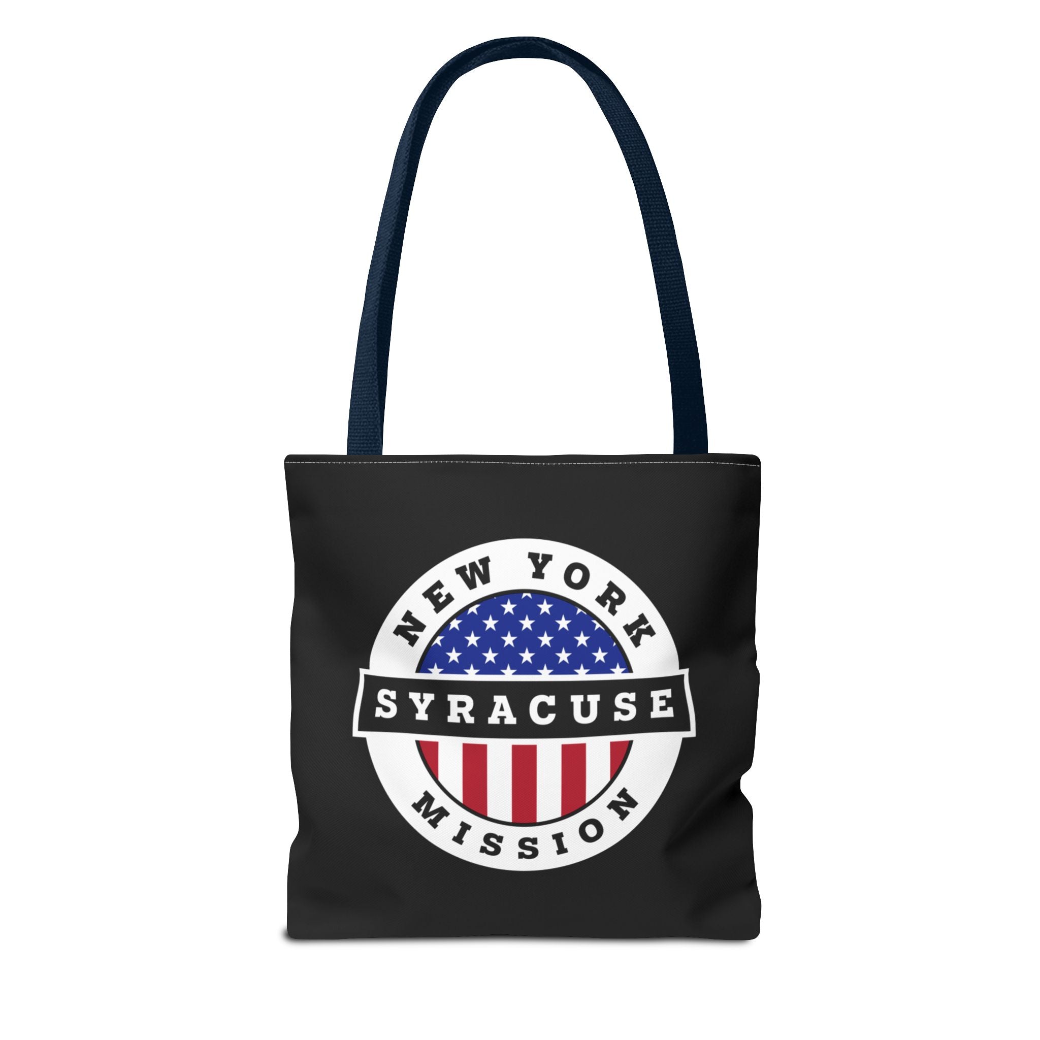 New York Syracuse Mission USA Flag Logo Tote Bag Black - Latter-Day Saint LDS Missionary Gift - Book of Mormon