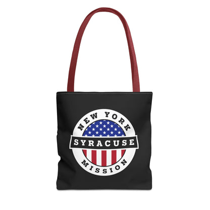 New York Syracuse Mission USA Flag Logo Tote Bag Black - Latter-Day Saint LDS Missionary Gift - Book of Mormon