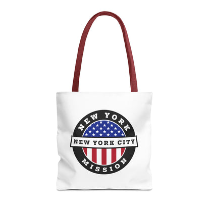 New York Syracuse Mission USA Flag Logo Tote Bag White - Latter-Day Saint LDS Missionary Gift - Book of Mormon