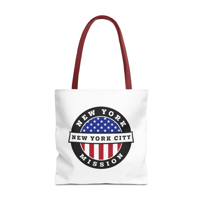 New York Syracuse Mission USA Flag Logo Tote Bag White - Latter-Day Saint LDS Missionary Gift - Book of Mormon