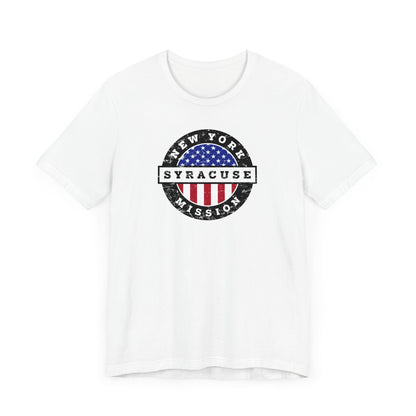 New York Syracuse Mission Vintage Circular USA Flag T-Shirt - Latter-Day Saint LDS Missionary Gift - Book of Mormon
