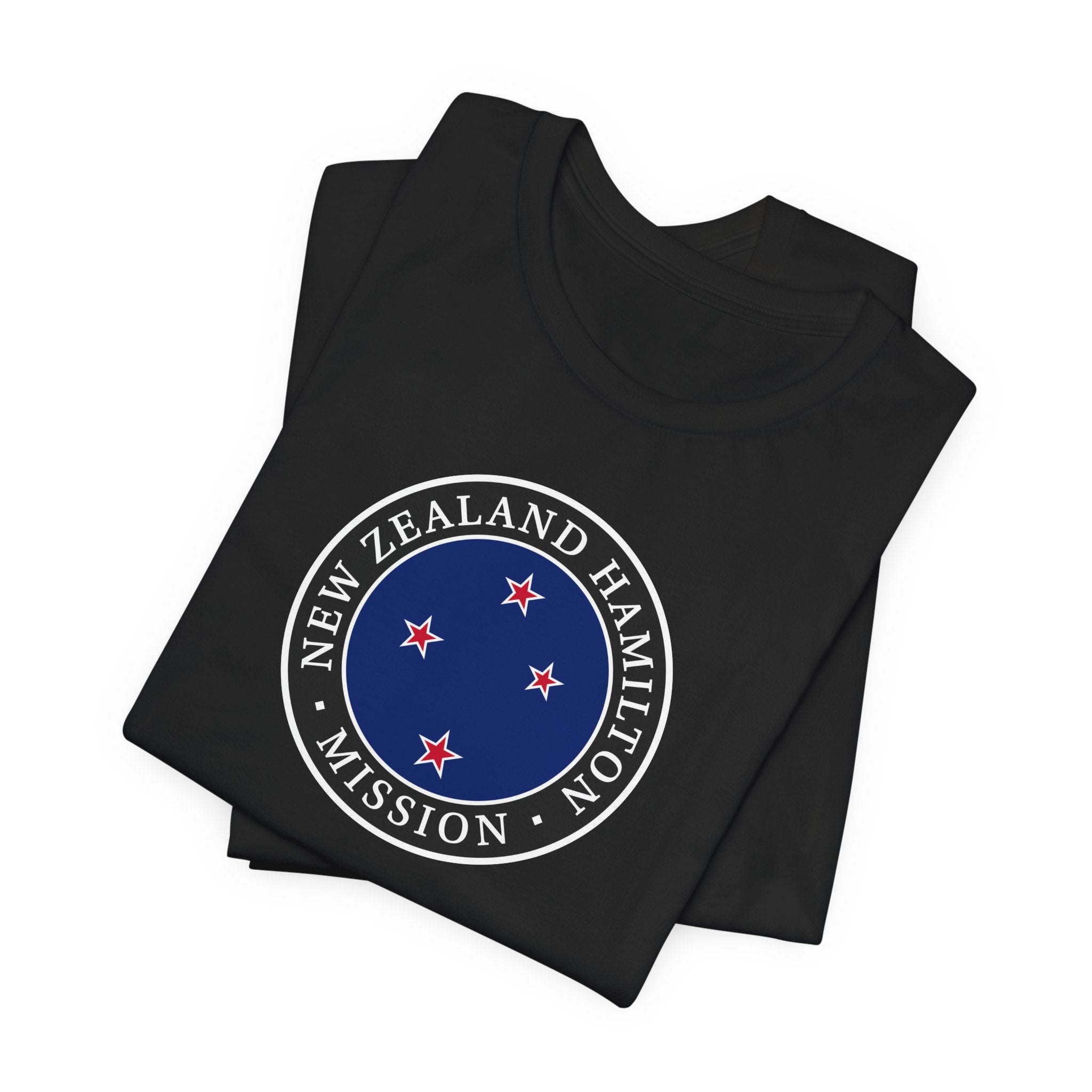 New Zealand Hamilton Mission Flag Logo (Black Border) T-shirt - Latter-Day Saint LDS Missionary Gift - Book of Mormon